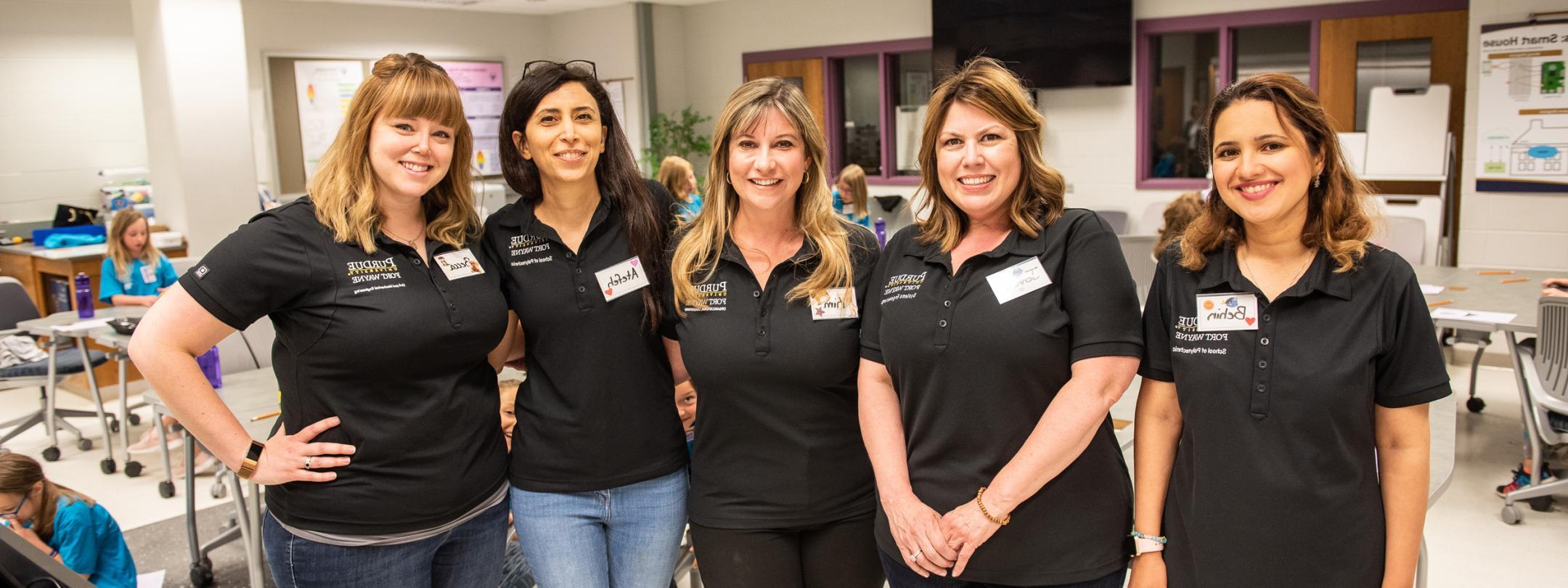 Behin Elahi, Jennifer Hunter, Kim O’Connor, Atefeh Mohammadpour, and Becca Essig, Future Girls of Stem Camp faculty.